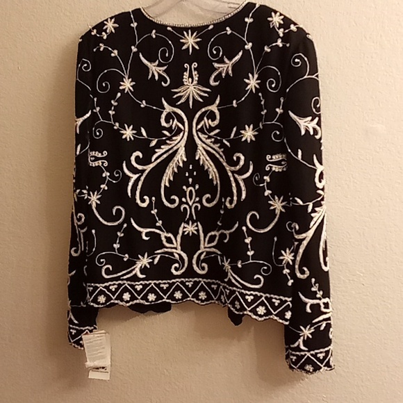 NEW Andretta Donatello Silk Formal Wedding Cocktail Sz L Black-White Color A26 P - Picture 2 of 14